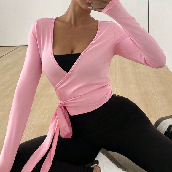 Pink Casual Women's Yoga/Pilate Fits top - Picture 1 of 8